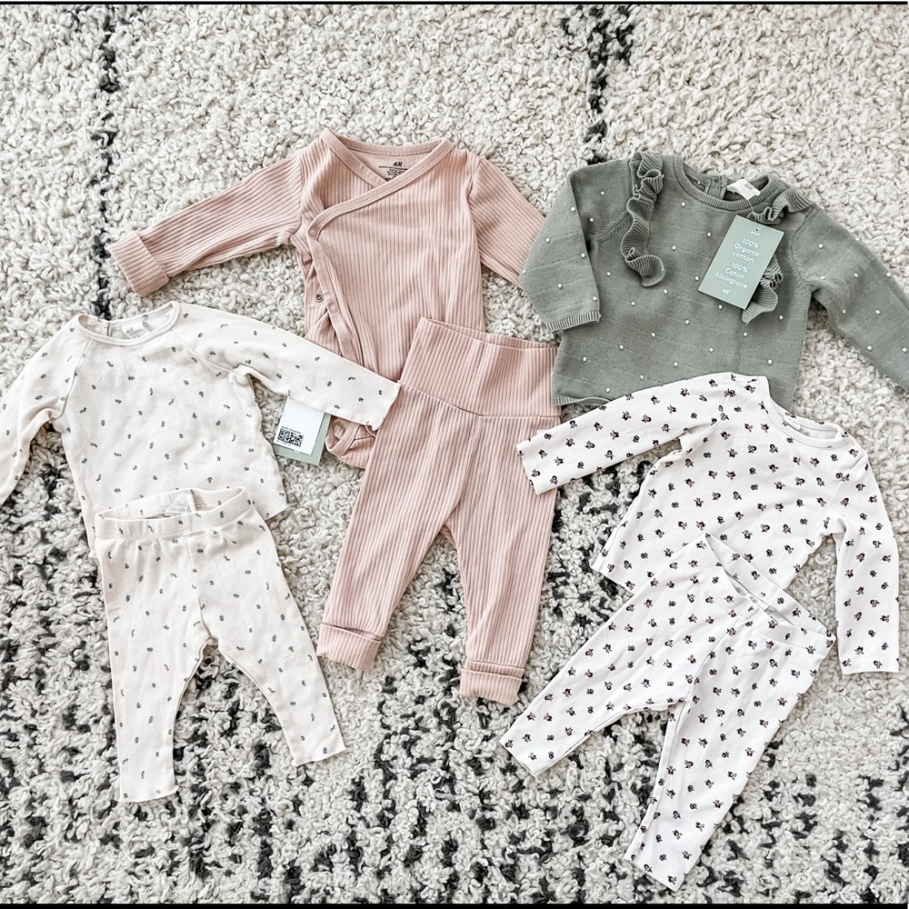 H&M Baby Girl 6-9 Month Neutral Outfits Bundle NWT